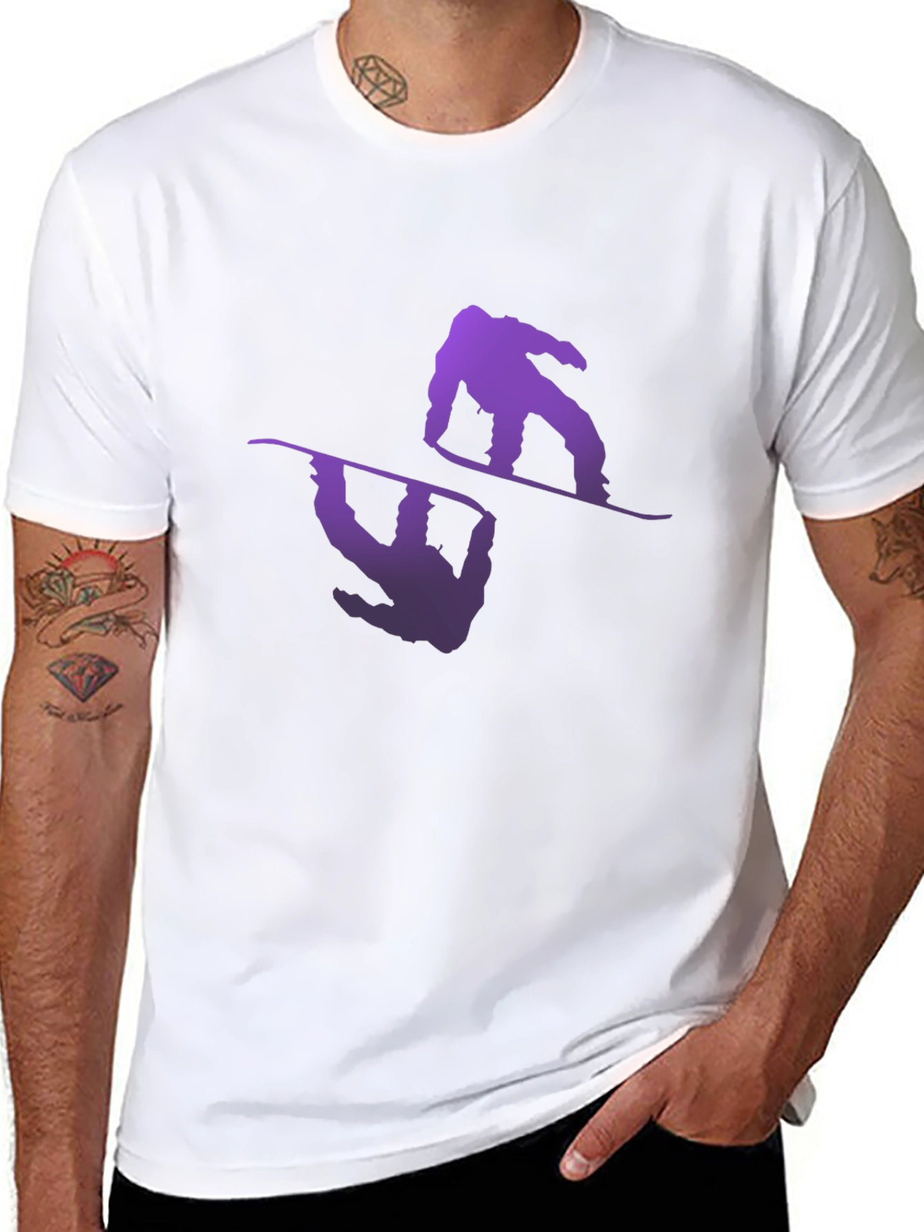 Snowboarder Reflection Graphic Tee - Black