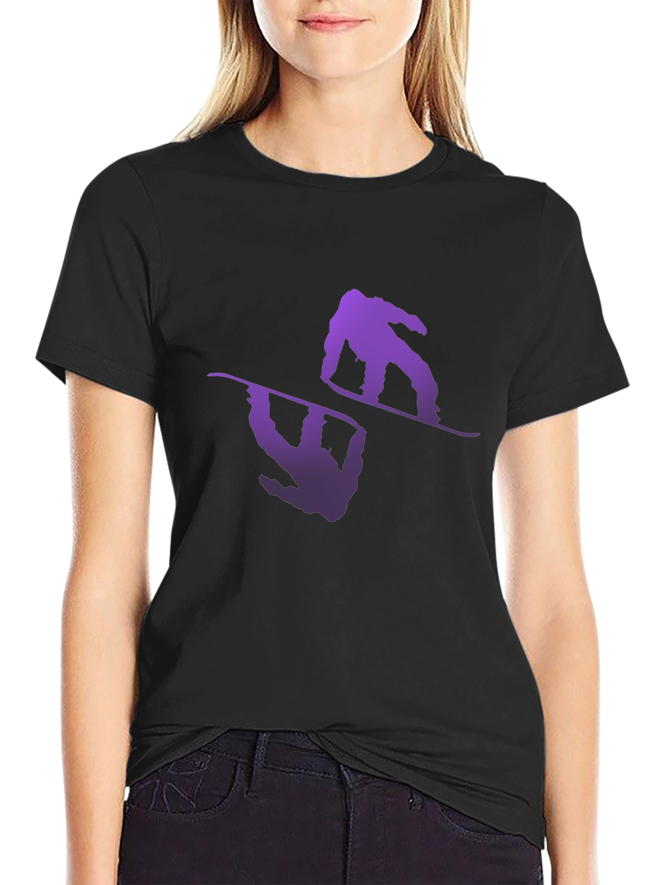 Snowboarder Reflection Graphic Tee - Black