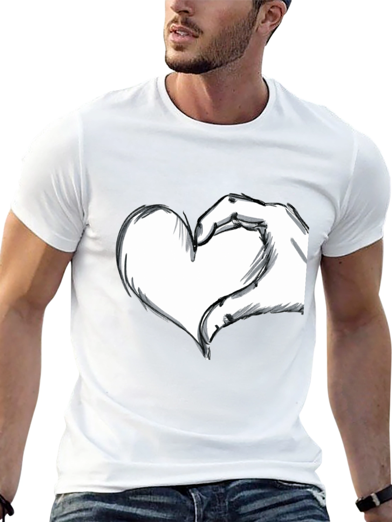Hand Heart Graphic Black T-Shirt