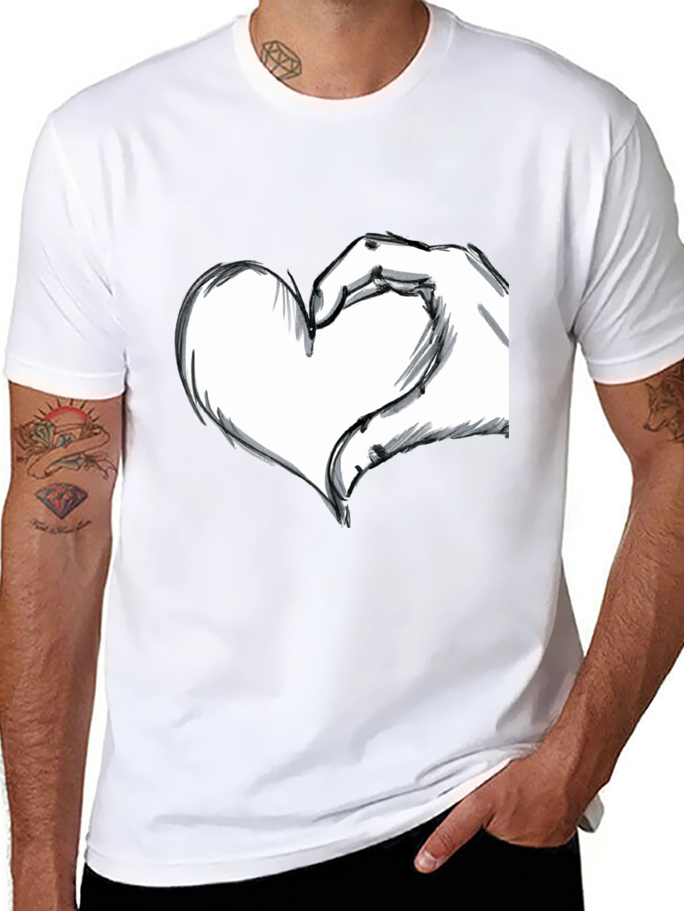 Hand Heart Graphic Black T-Shirt