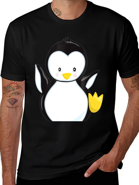 Cute Penguin Graphic Black T-Shirt