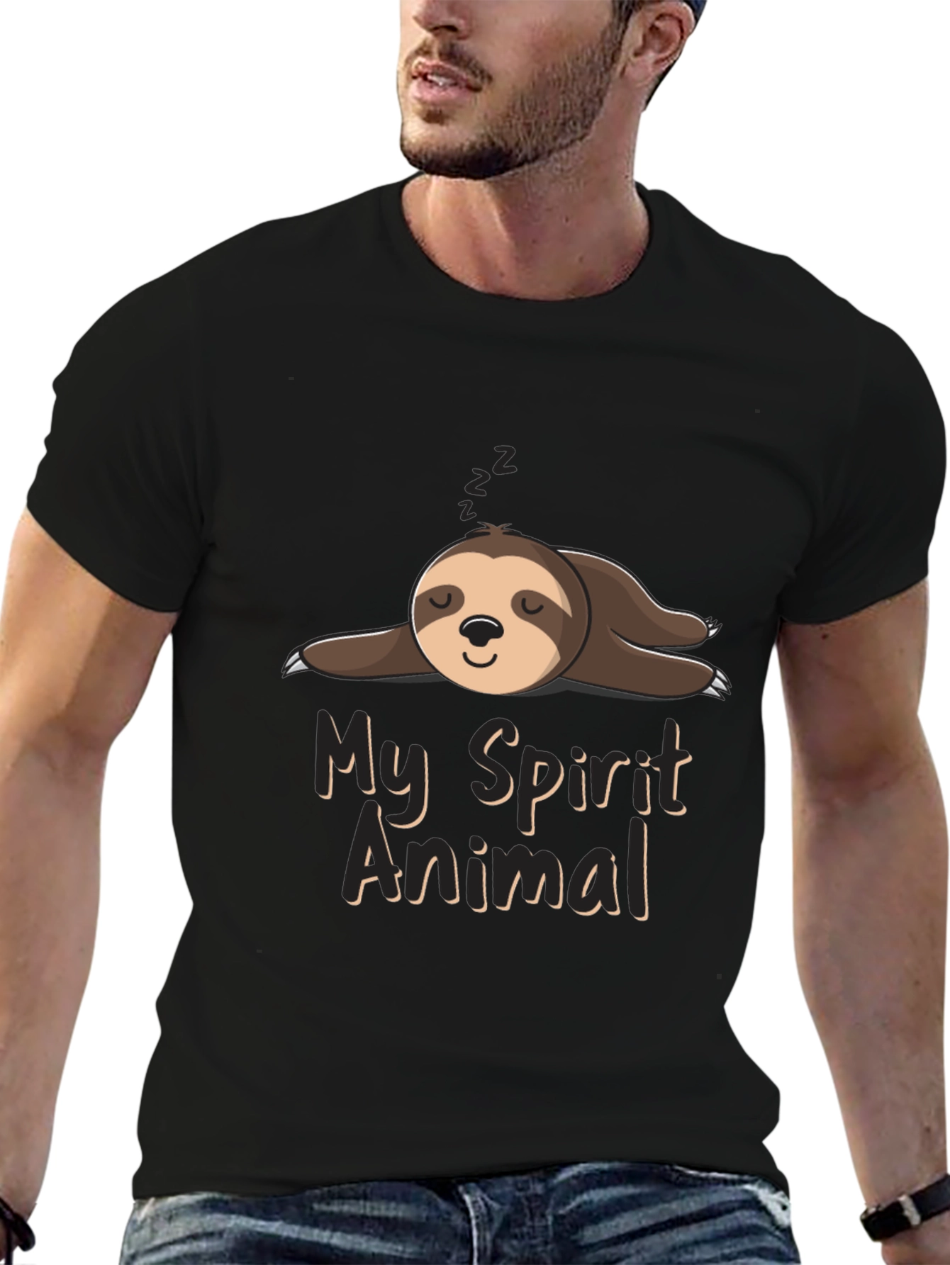 Lazy Sloth Spirit Animal Black T-Shirt