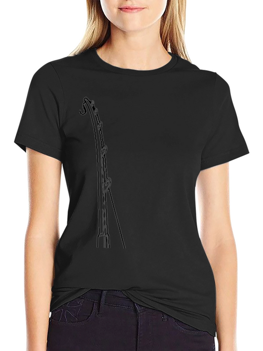 Black Fishing Rod Graphic Tee - Soft Cotton Blend Casual Wear