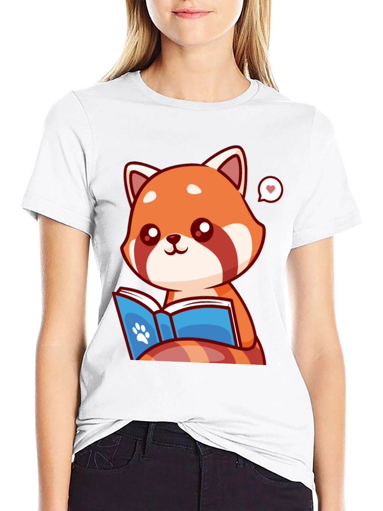 Cute Red Panda Reading Book Graphic Tee