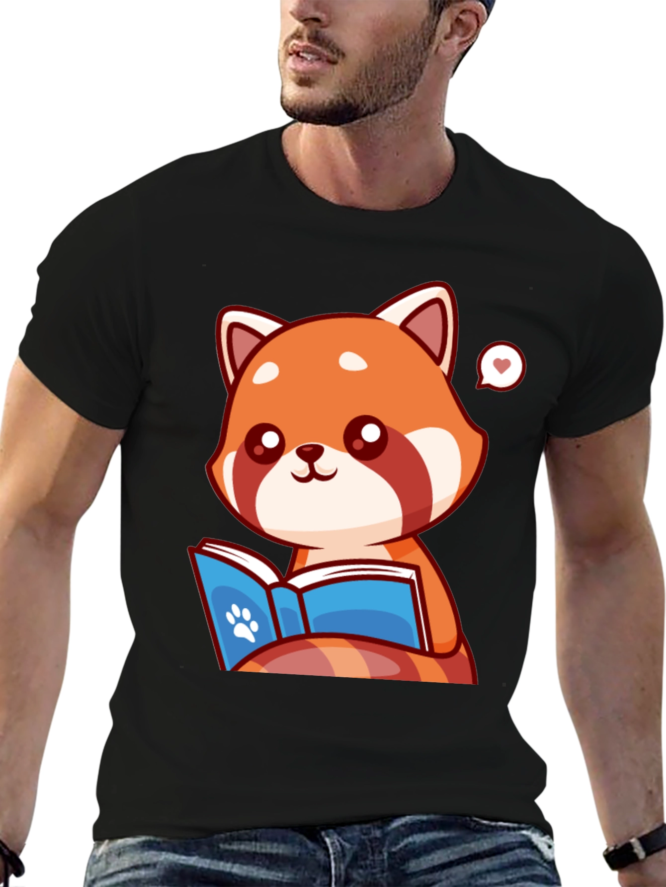 Cute Red Panda Reading Book Graphic Tee