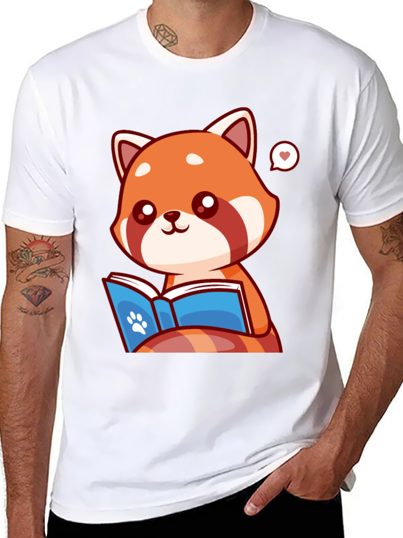 Cute Red Panda Reading Book Graphic Tee