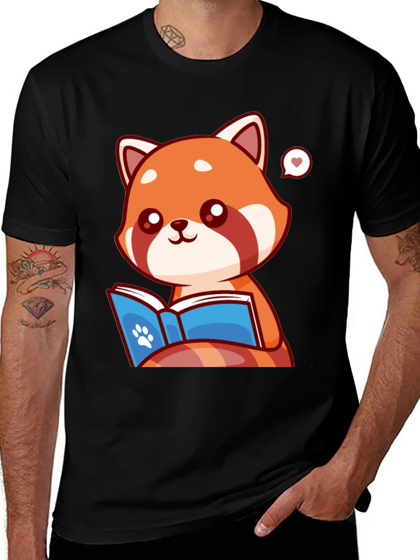 Cute Red Panda Reading Book Graphic Tee