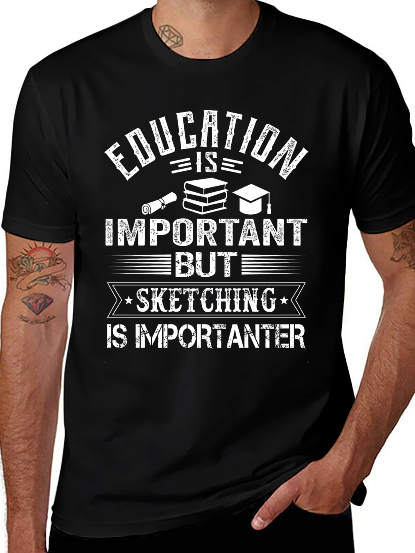Education vs Sketching Graphic T-Shirt