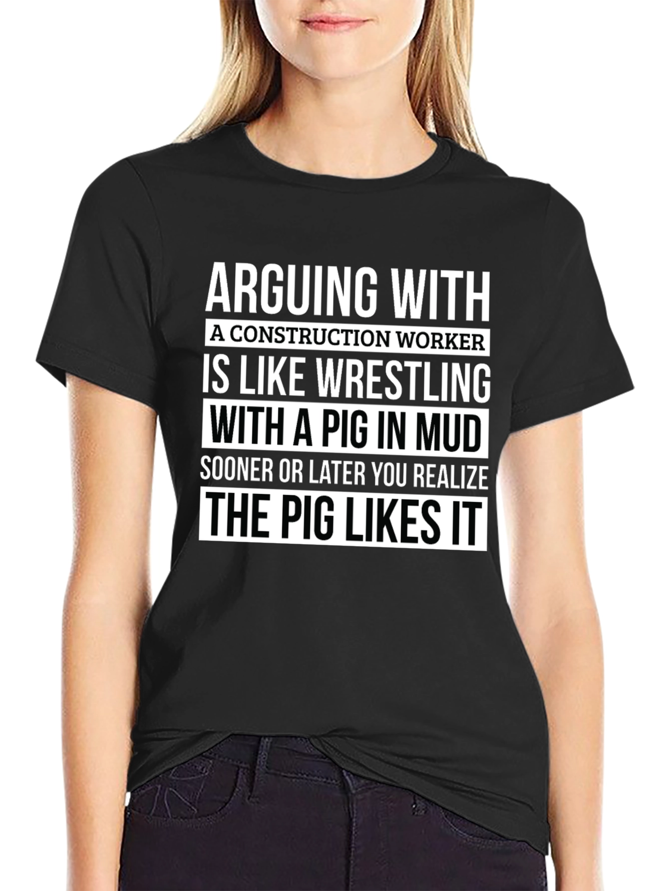 Construction Worker Pig Wrestling T-Shirt