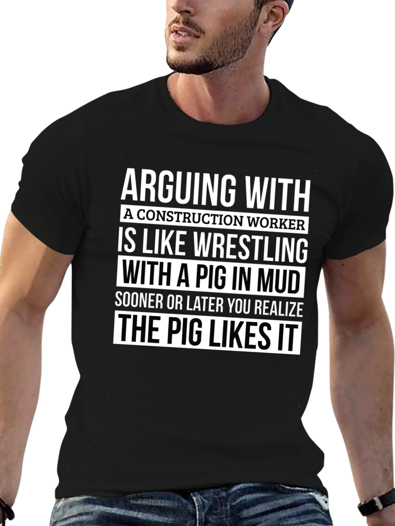 Construction Worker Pig Wrestling T-Shirt