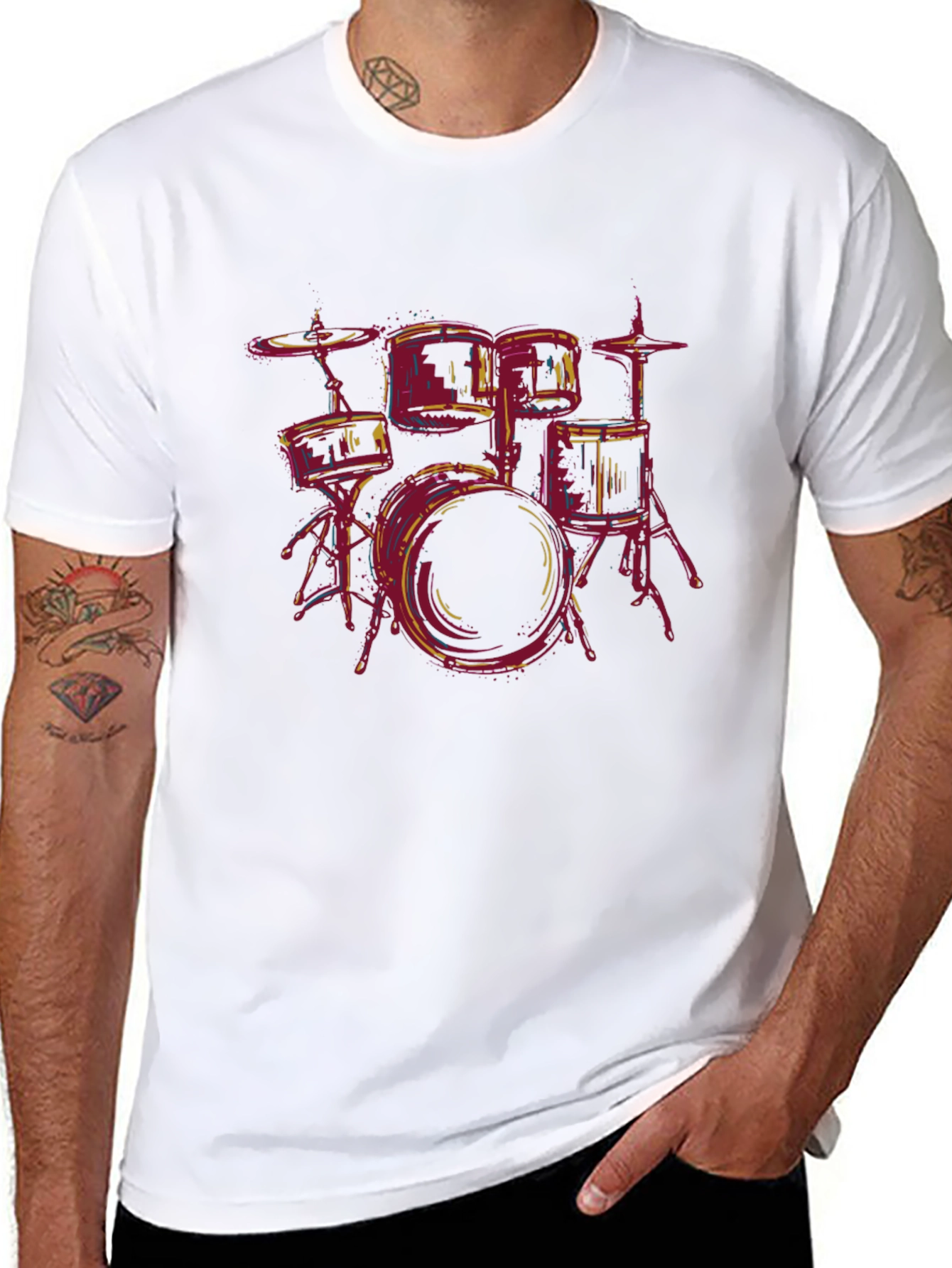 Drum Set Graphic Tee - Music Lover T-Shirt