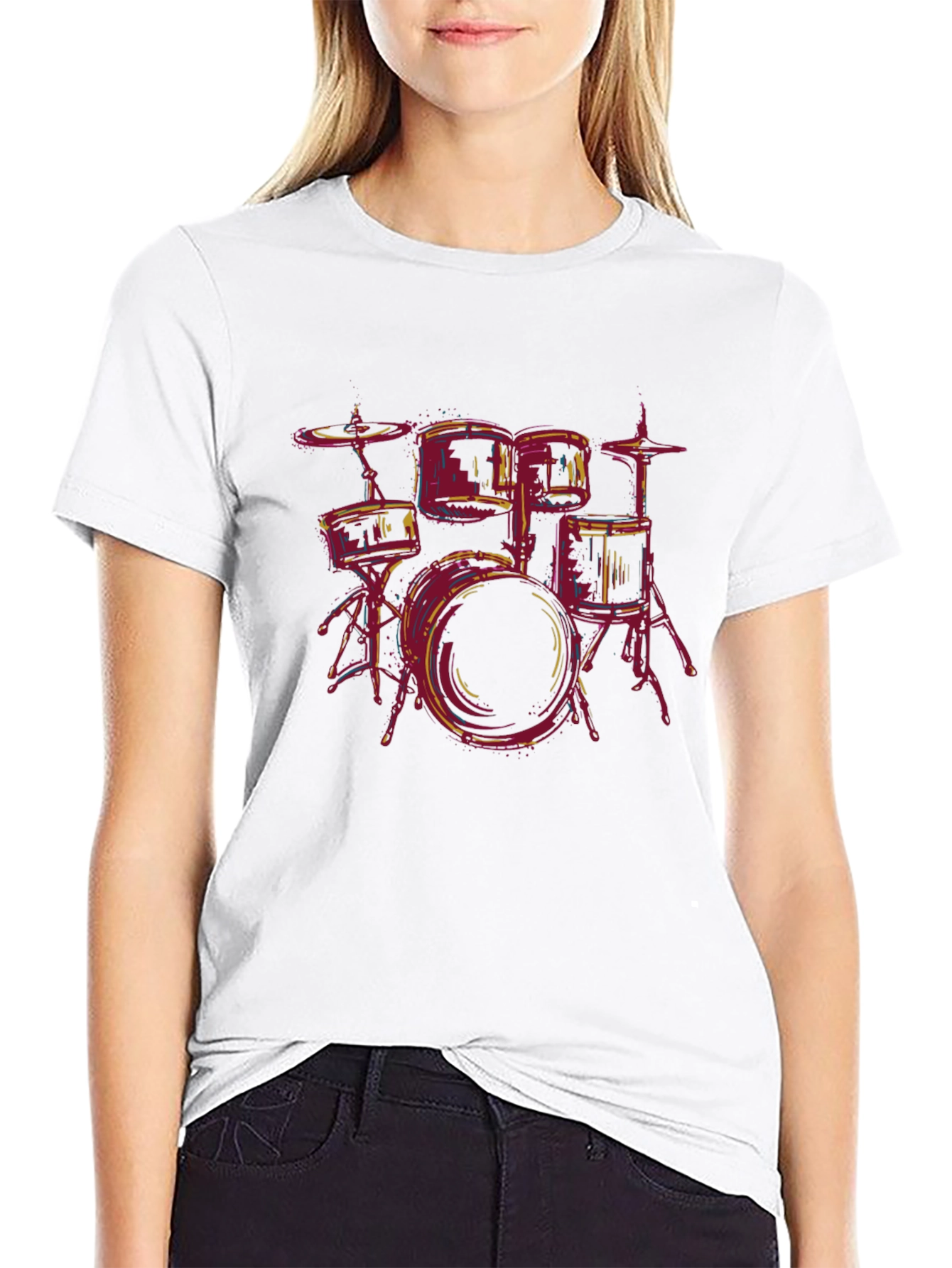 Drum Set Graphic Tee - Music Lover T-Shirt