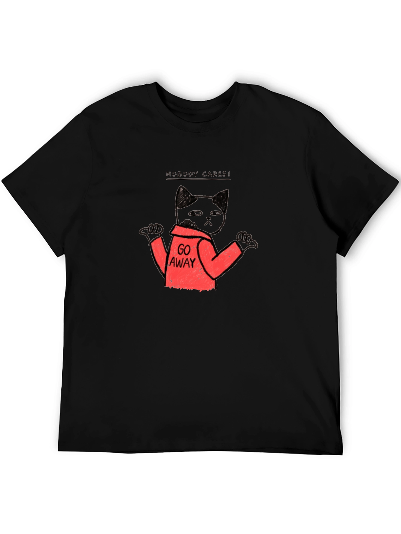 Funny Cat Graphic T-Shirt - Nobody Cares Go Away!