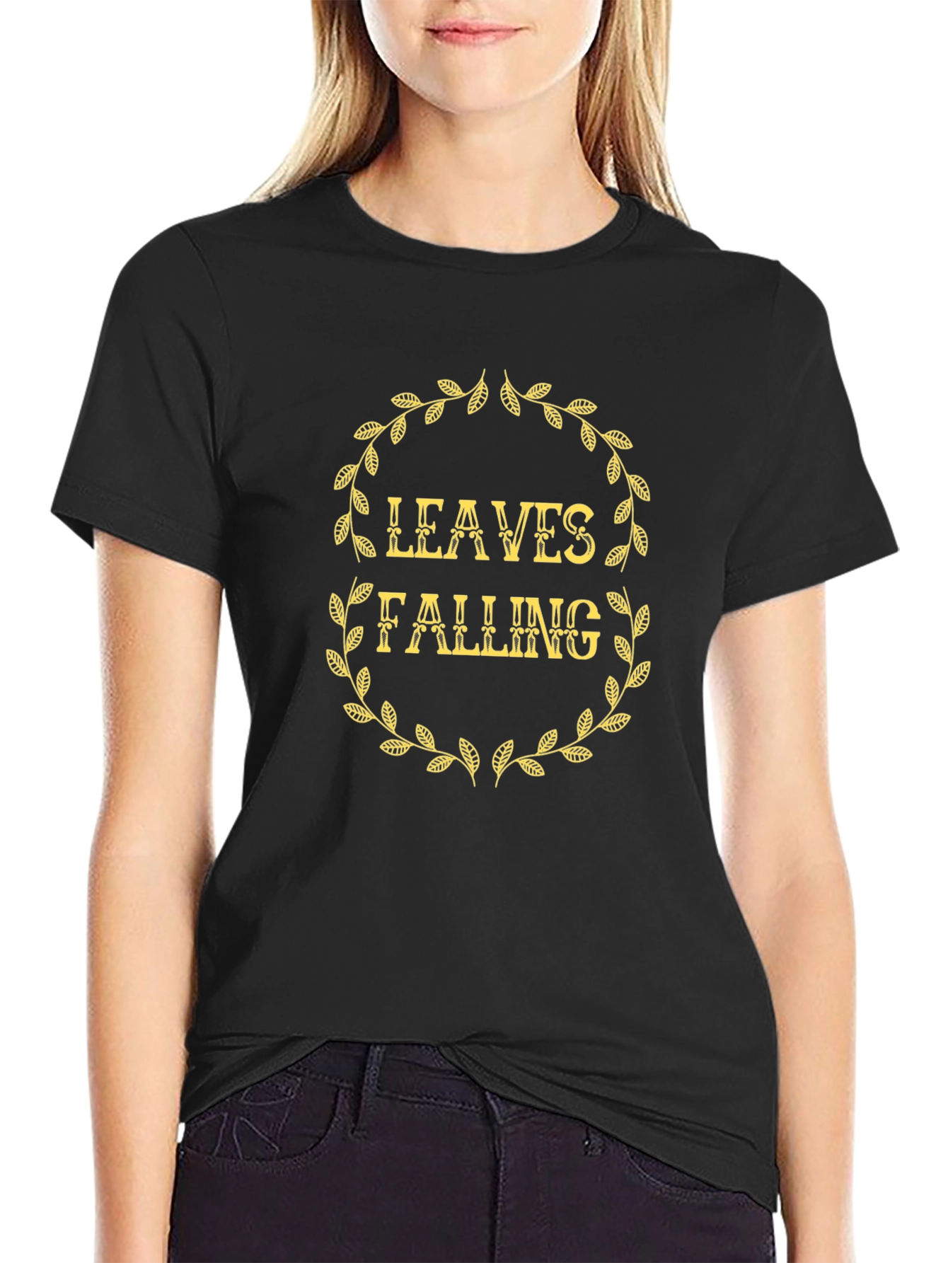 Leaves Falling Black Tee