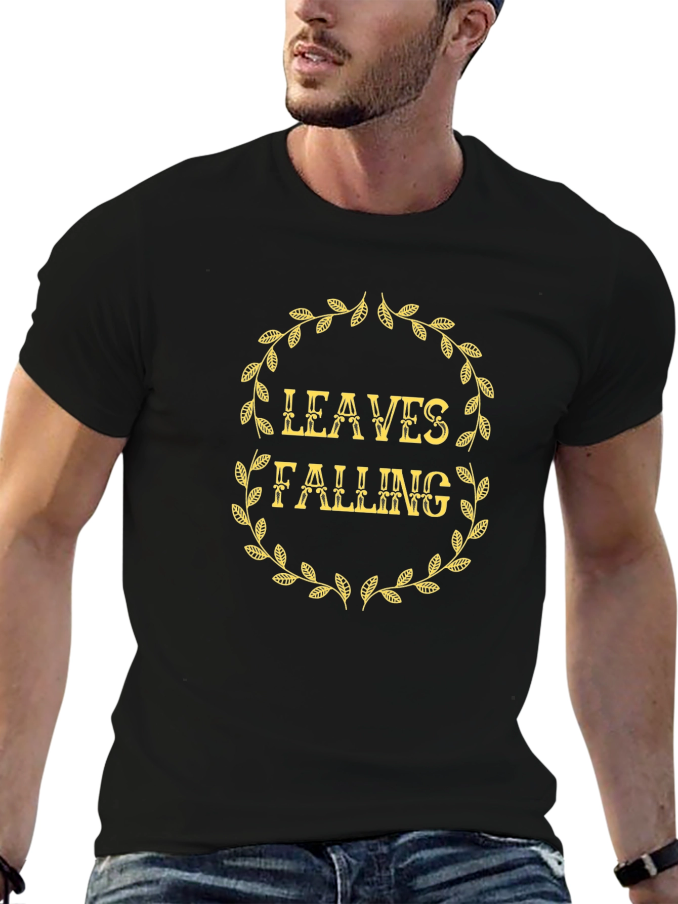 Leaves Falling Black Tee