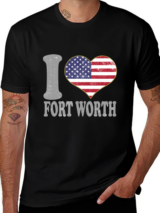 I Heart Fort Worth USA Flag Graphic T-Shirt