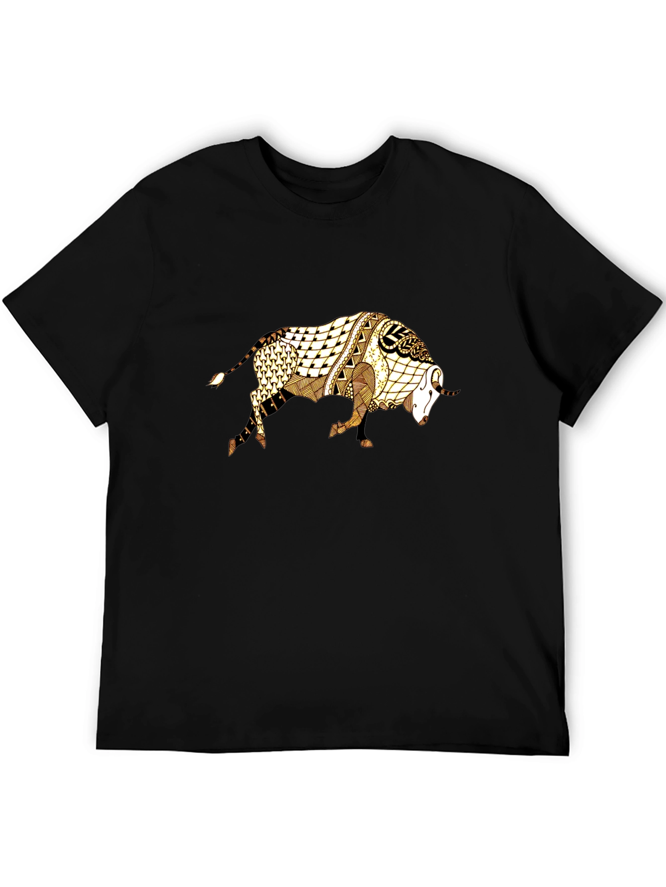 Abstract Bull Graphic Tee - Black