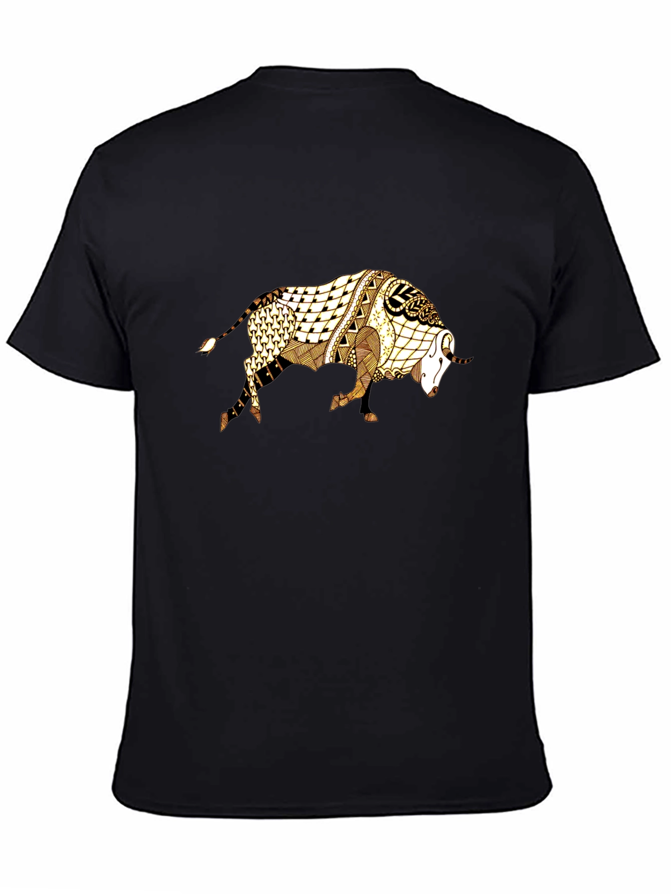 Abstract Bull Graphic Tee - Black