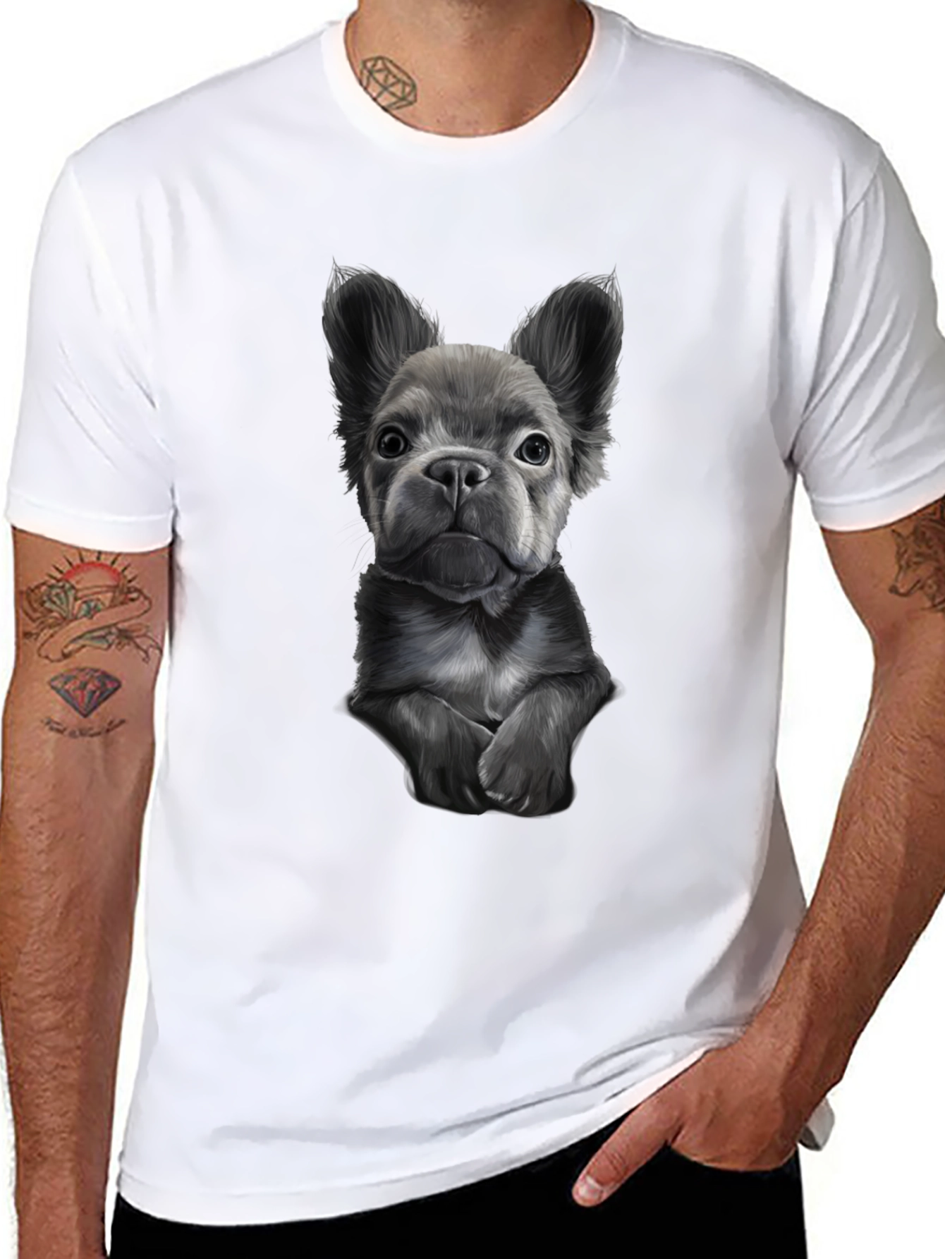 Black Bulldog Graphic Tee for Men
