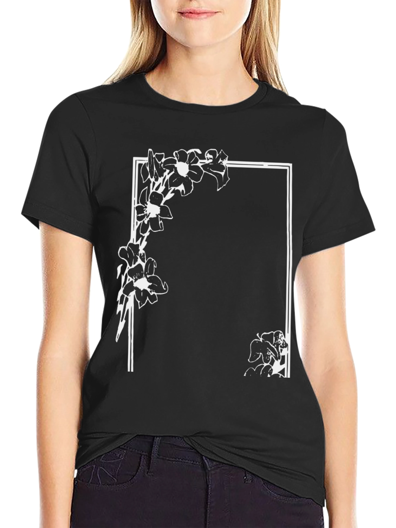 Floral Frame Graphic T-Shirt