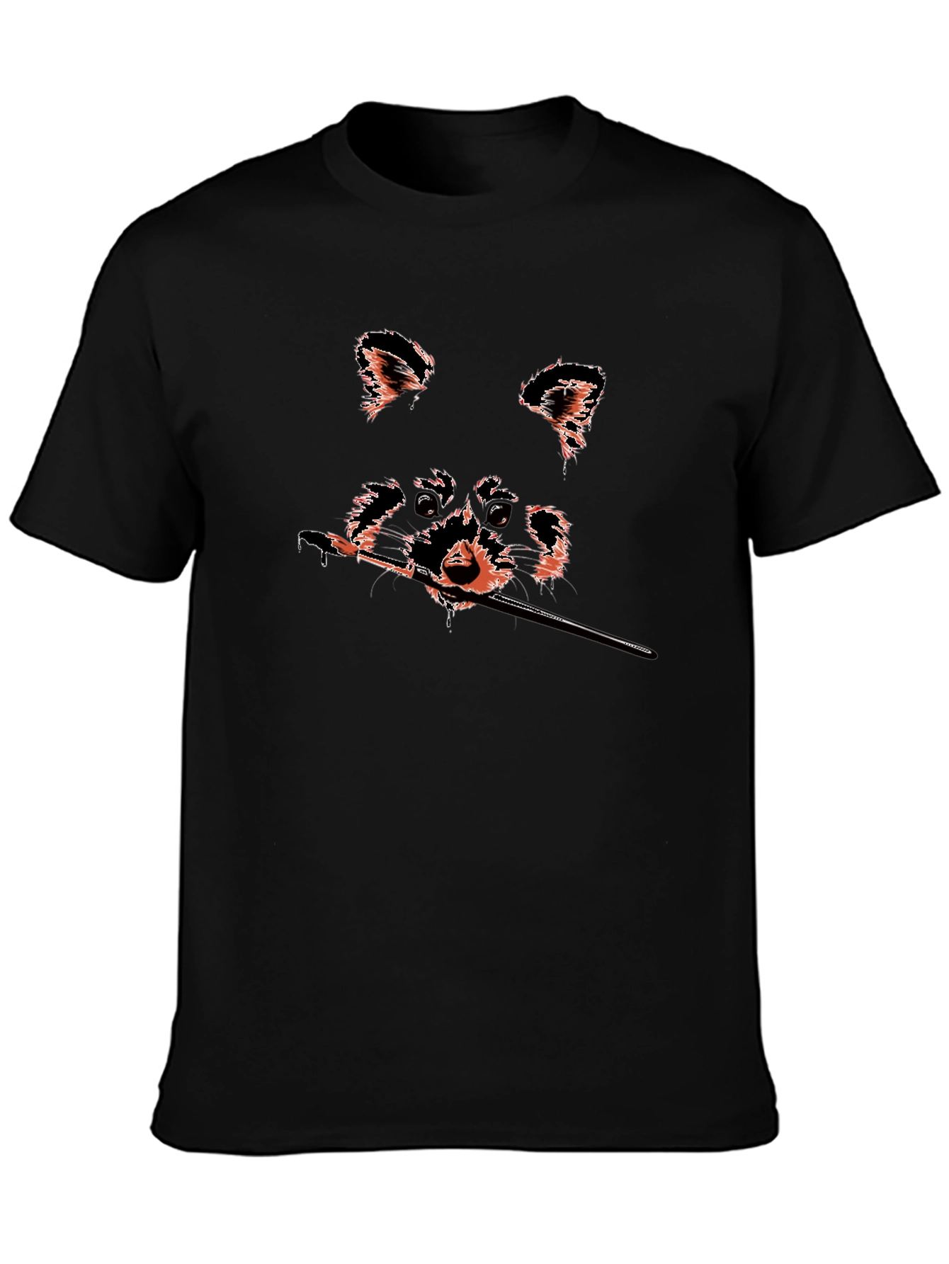 Raccoon Artist Graphic Tee - Black Cotton T-Shirt