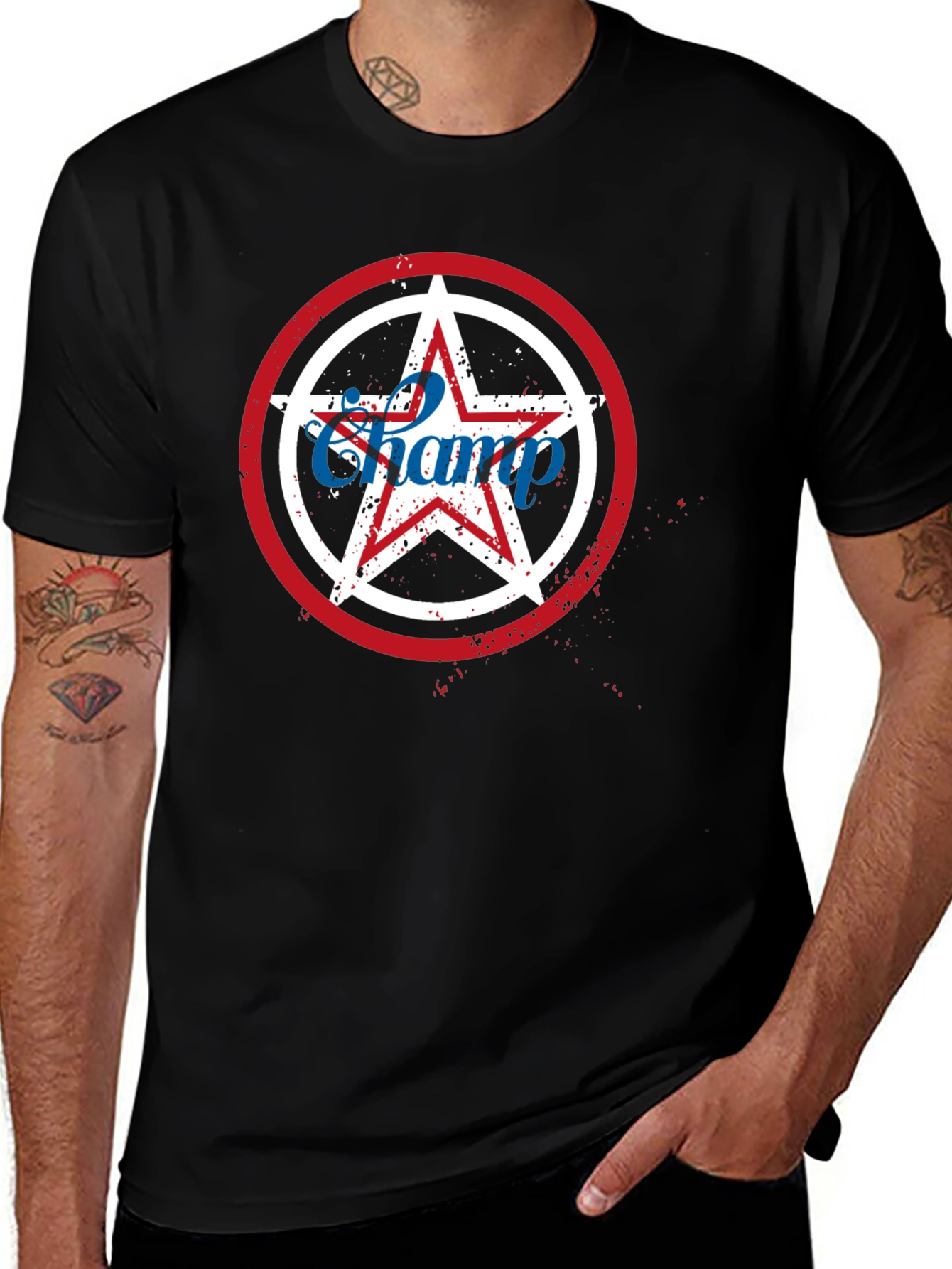 Champ Star Graphic T-Shirt - Patriotic USA Design