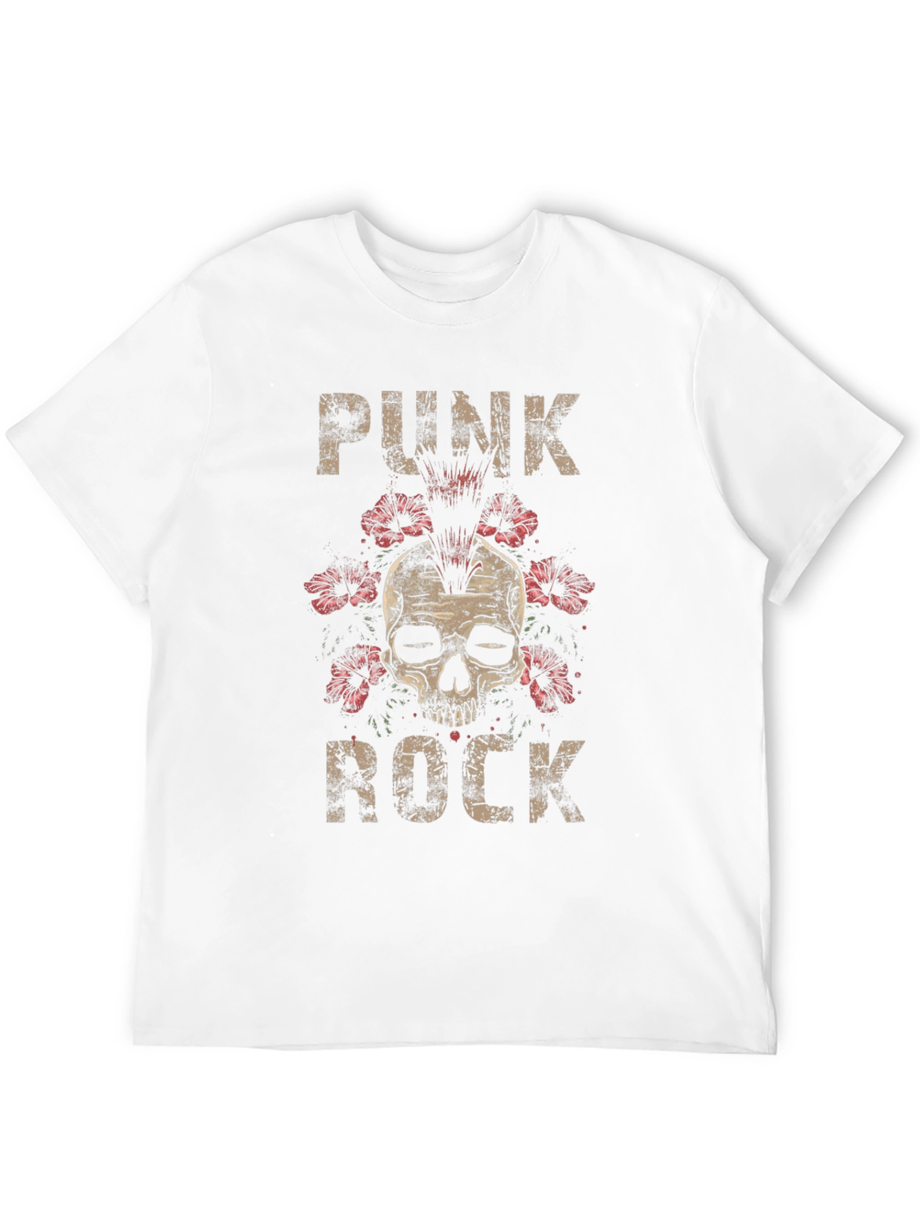 Punk Rock Skull Graphic Tee - Black
