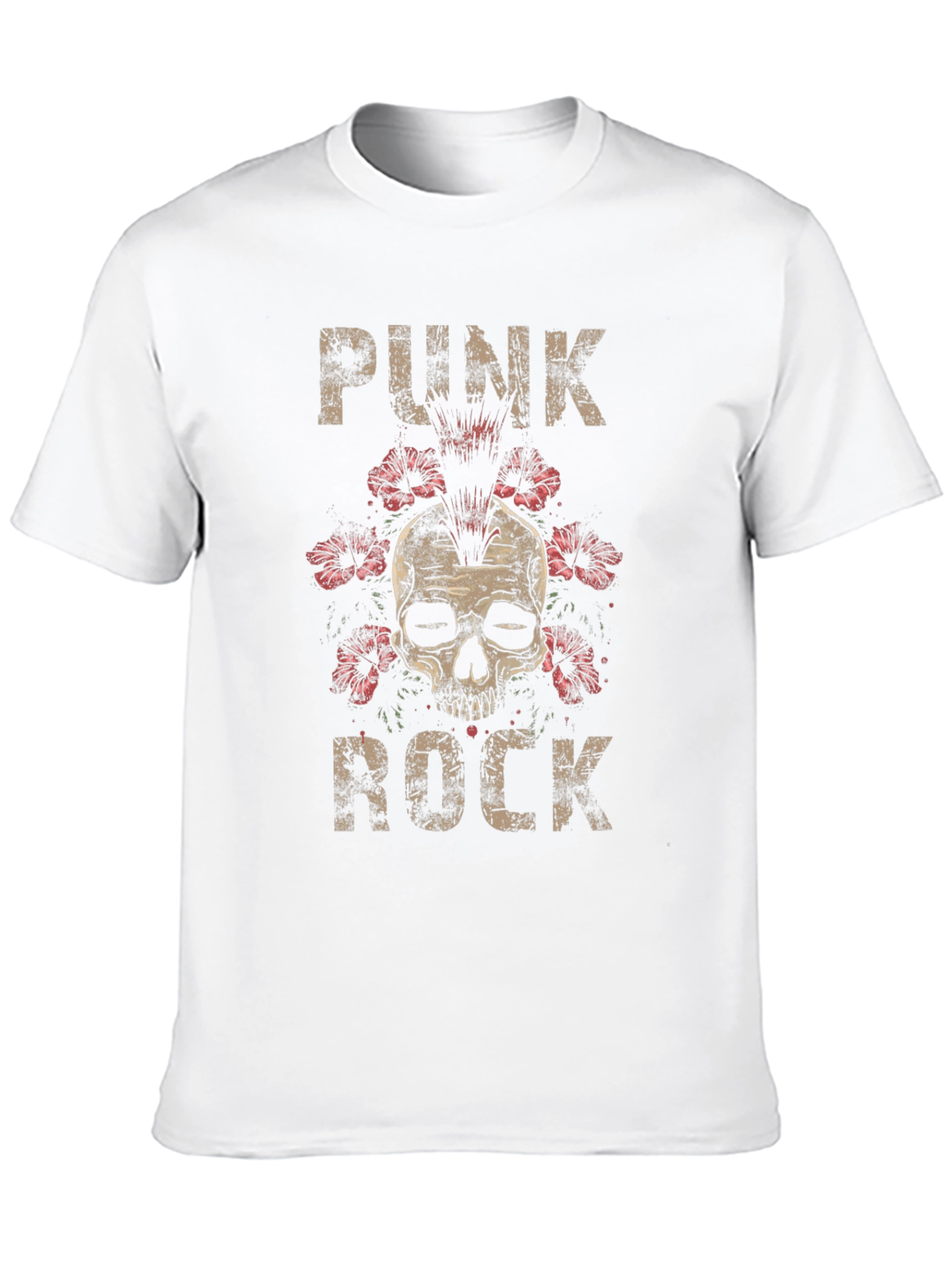 Punk Rock Skull Graphic Tee - Black