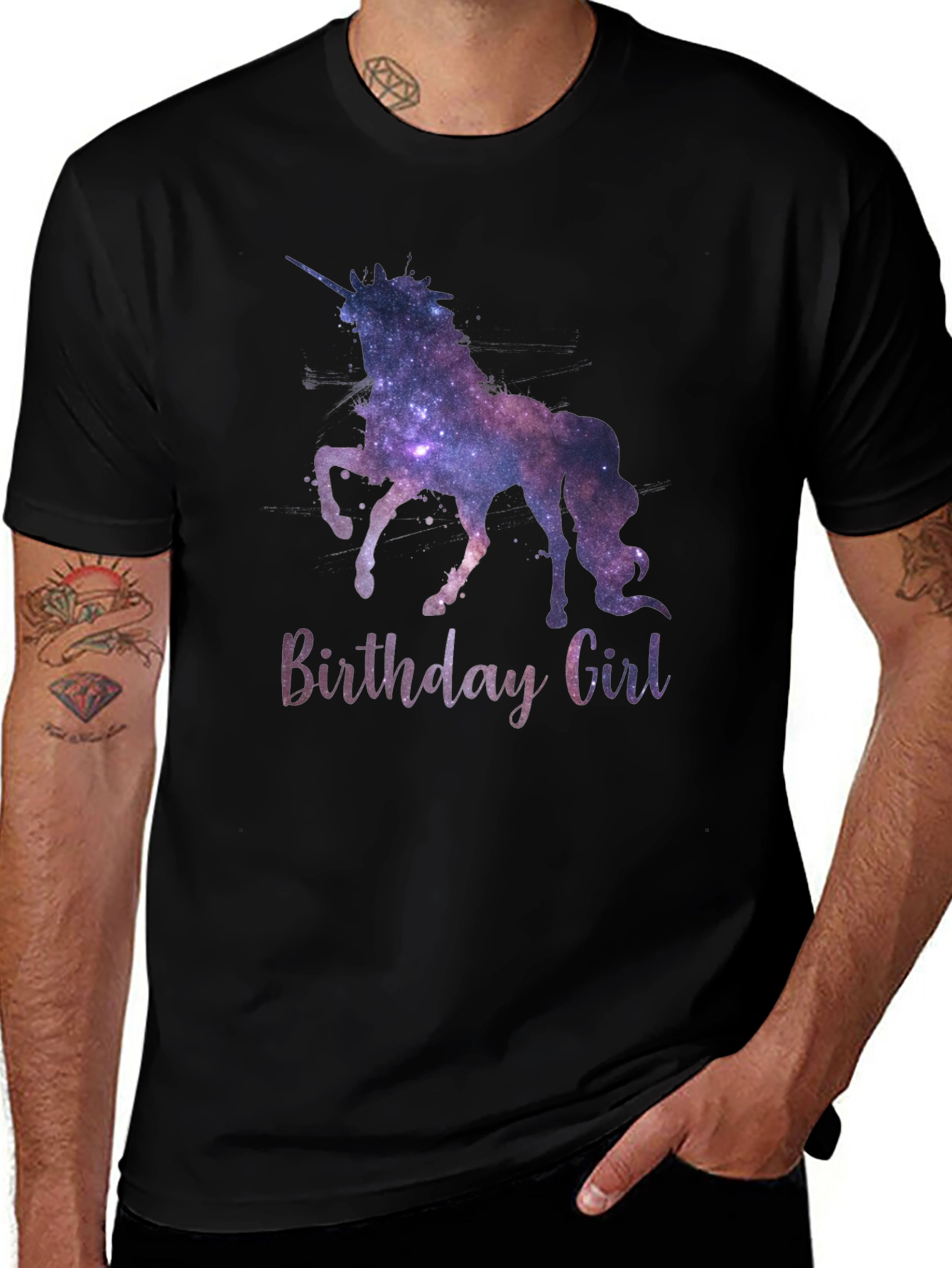 Unicorn Birthday Girl T-Shirt Galaxy Design