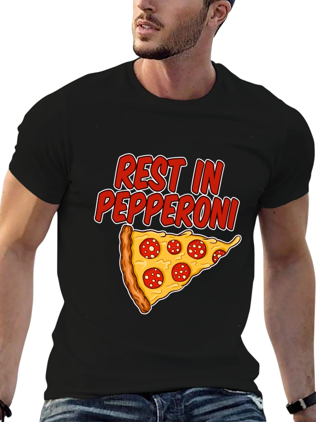 Rest In Pepperoni Funny Pizza Graphic T-Shirt