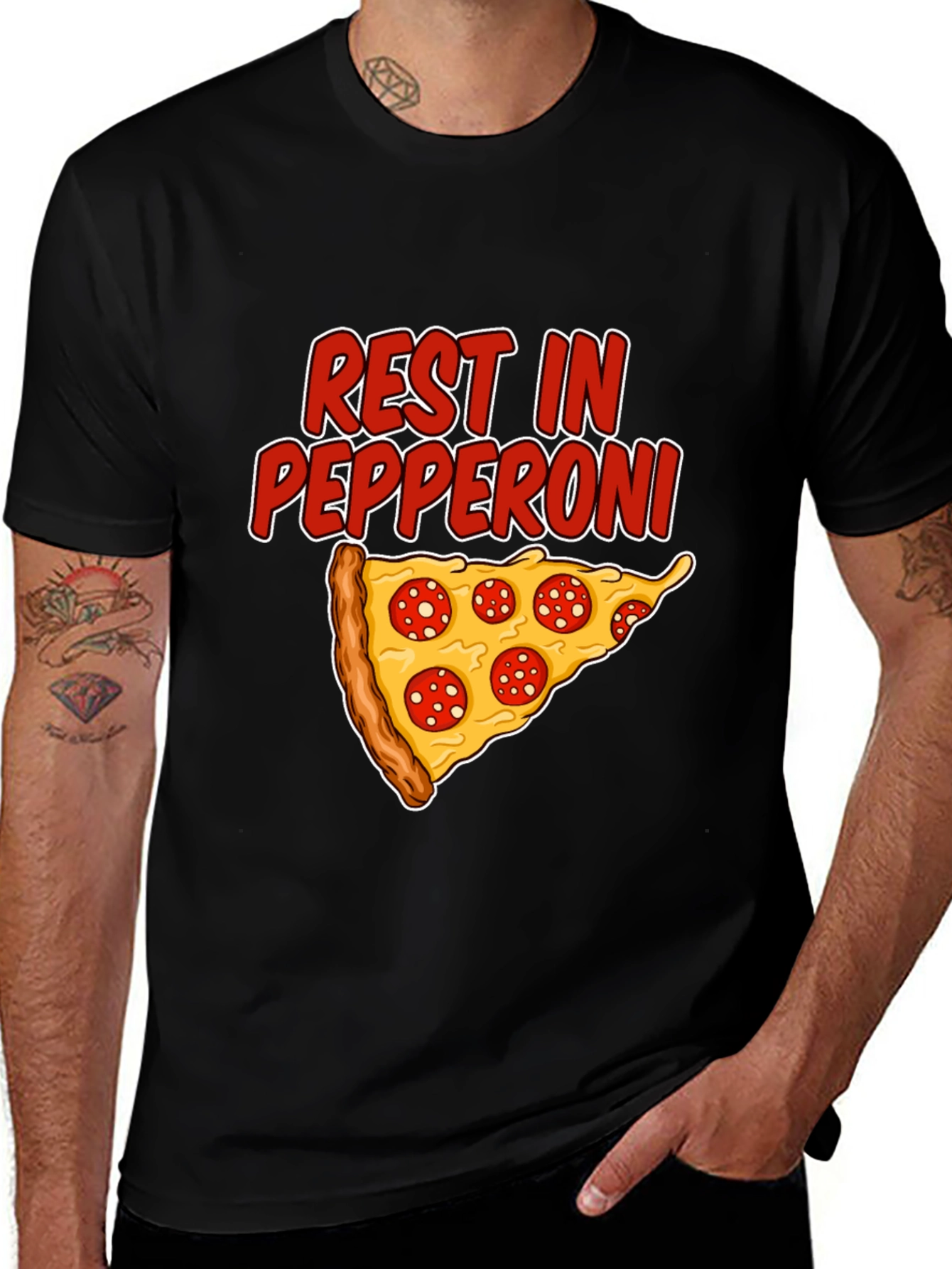 Rest In Pepperoni Funny Pizza Graphic T-Shirt
