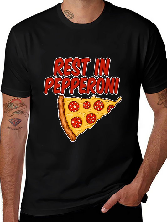 Rest In Pepperoni Funny Pizza Graphic T-Shirt