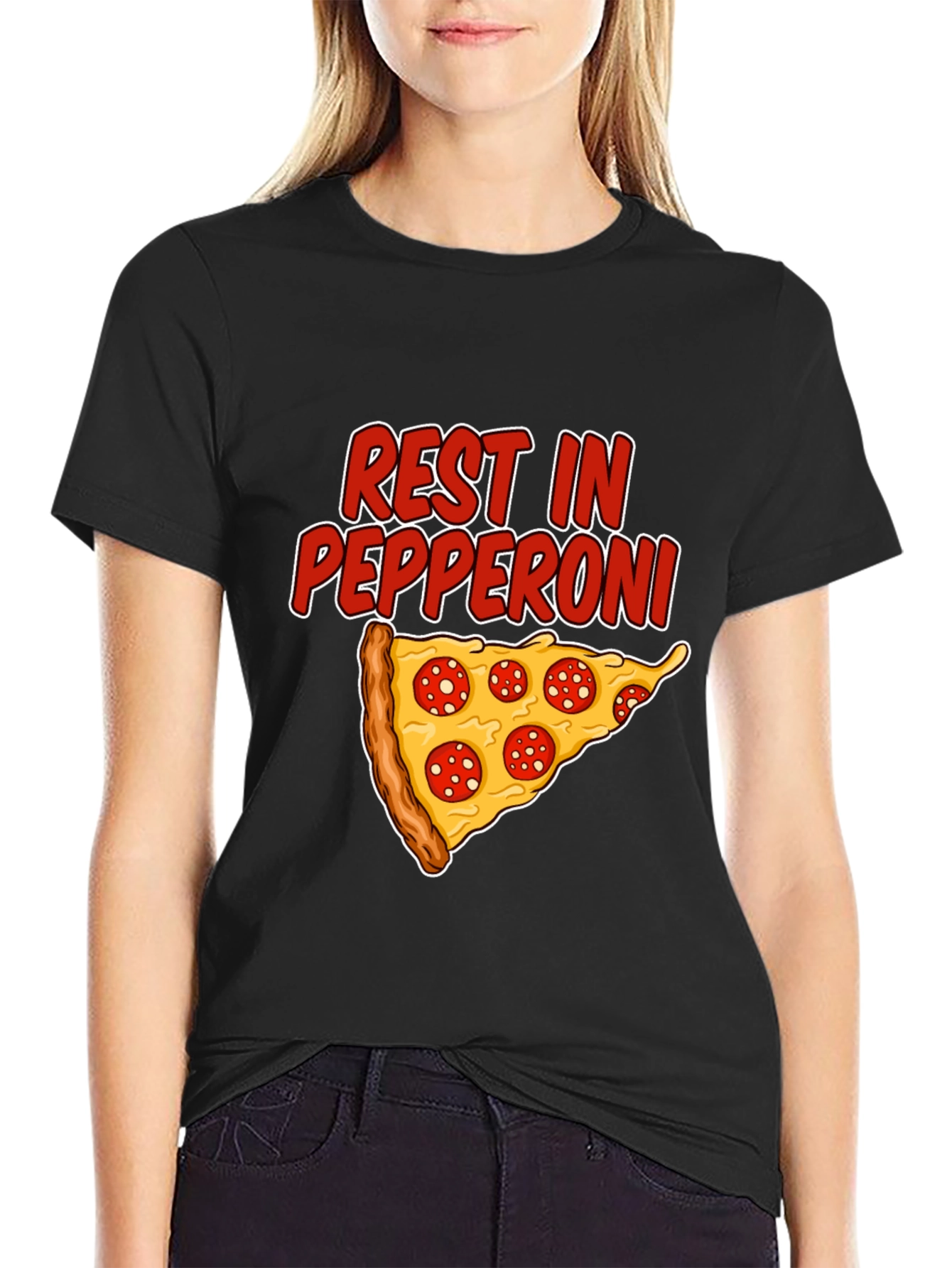 Rest In Pepperoni Funny Pizza Graphic T-Shirt