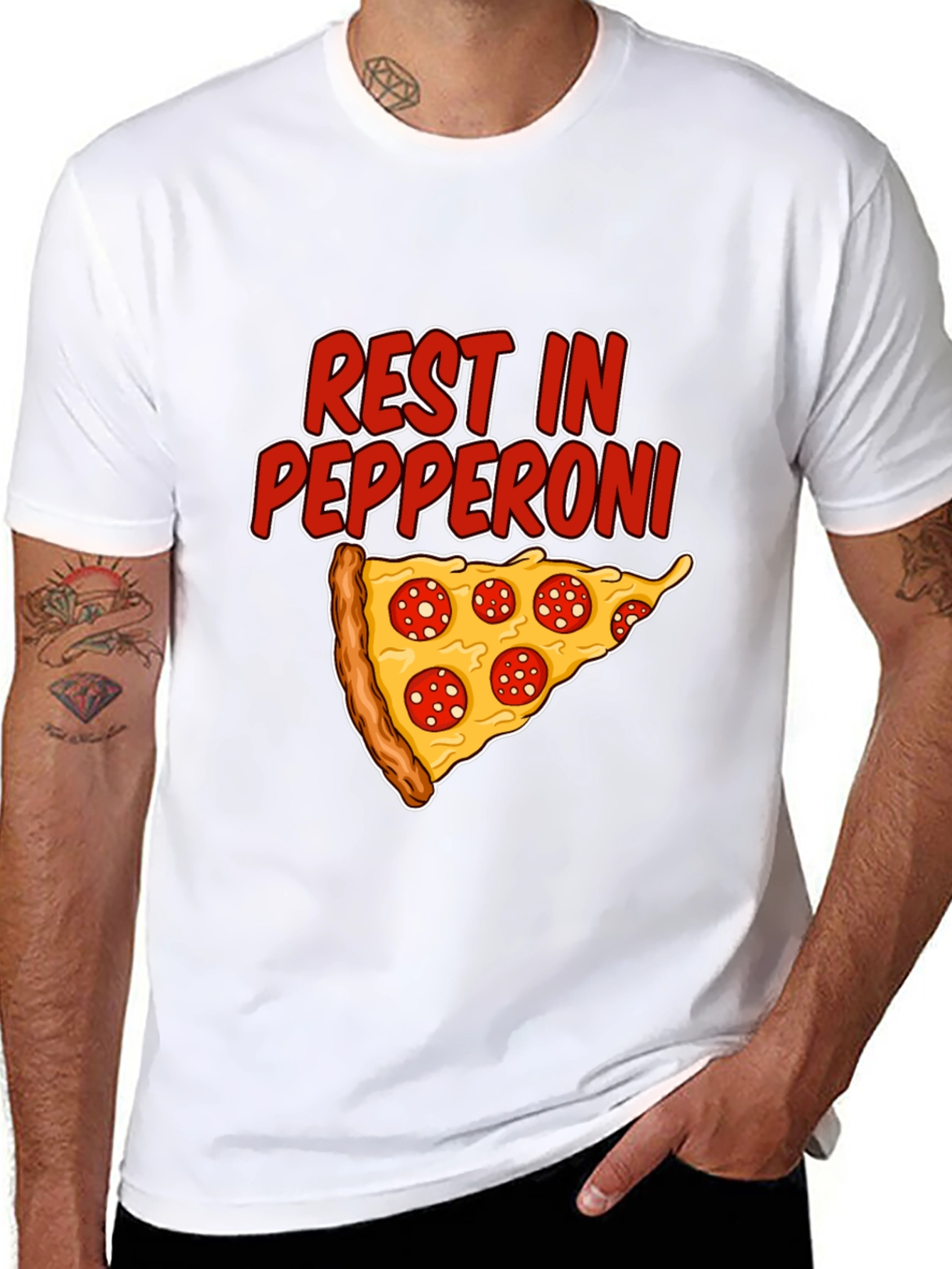 Rest In Pepperoni Funny Pizza Graphic T-Shirt