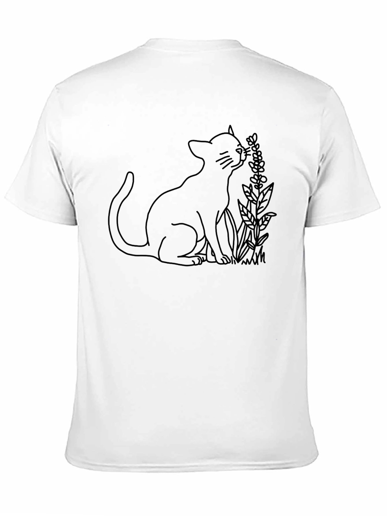 Cat & Lavender Graphic T-Shirt - Black