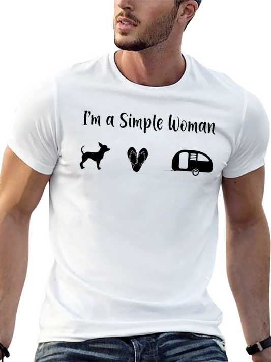 Simple Woman Graphic T-Shirt - Dog Flip Flops Camper