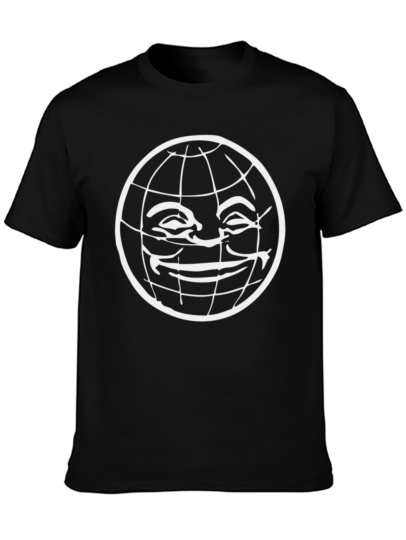 Black T-Shirt with Globe Graphic Print