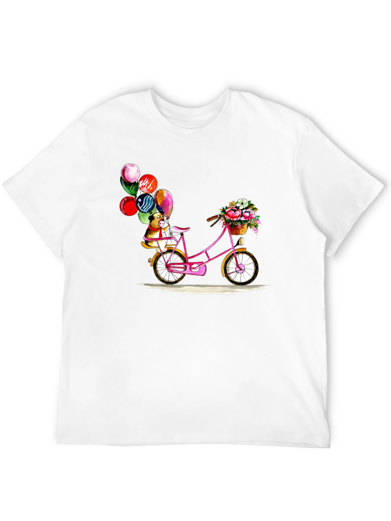 Dog on Bike with Balloons Graphic T-Shirt
