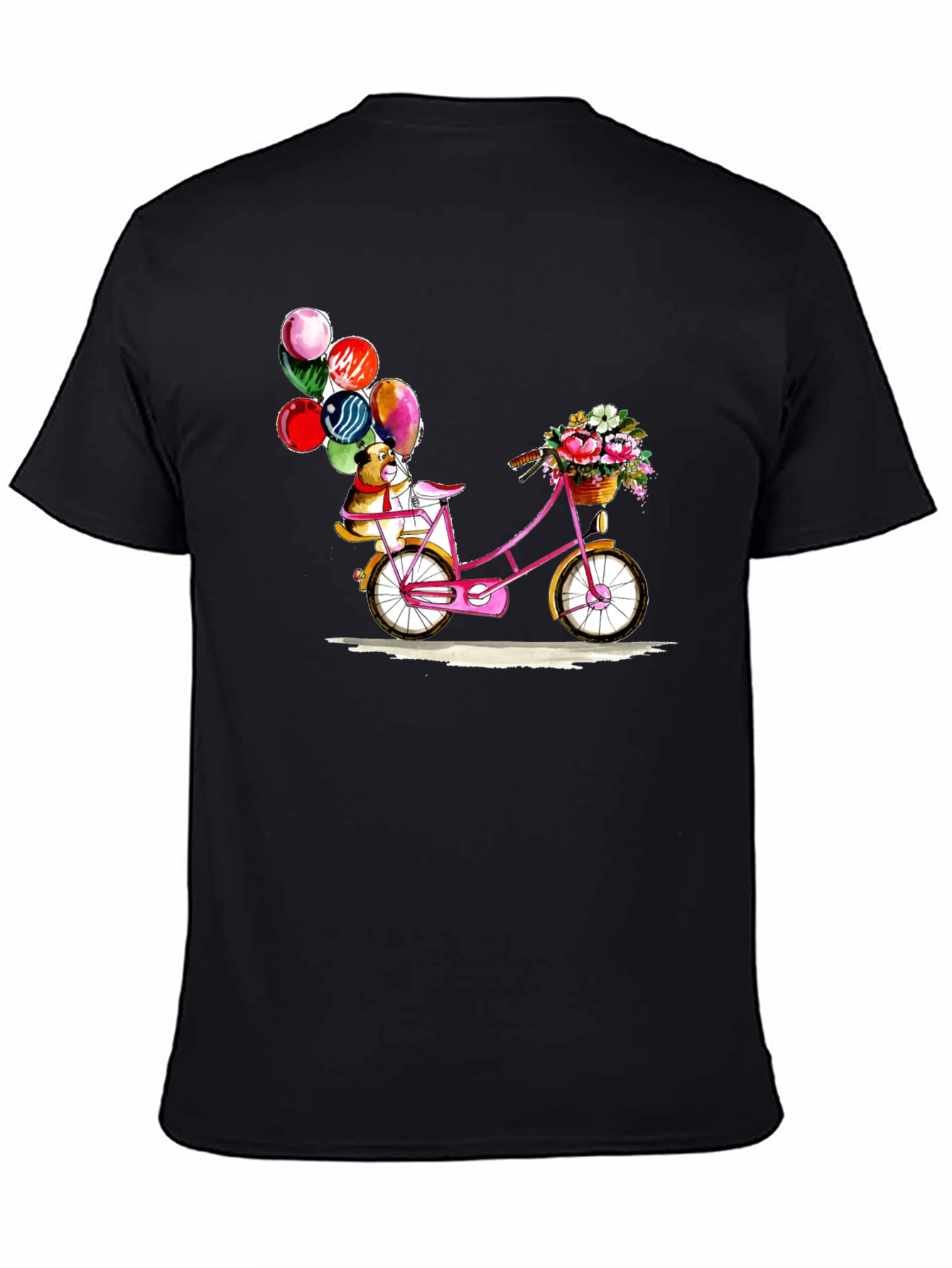 Dog on Bike with Balloons Graphic T-Shirt