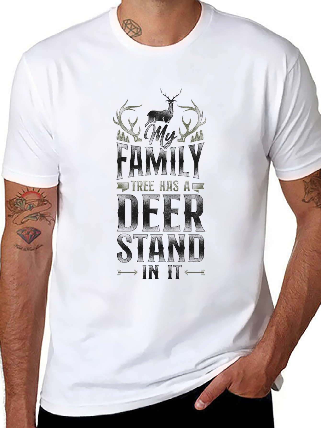 Family Tree Deer Hunting T-Shirt - Black