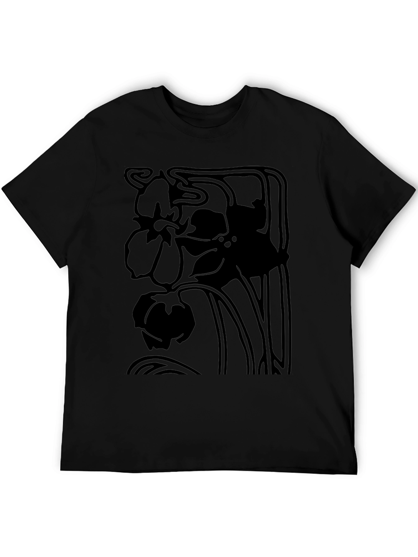 Elegant Black Floral Art Nouveau Graphic Tee