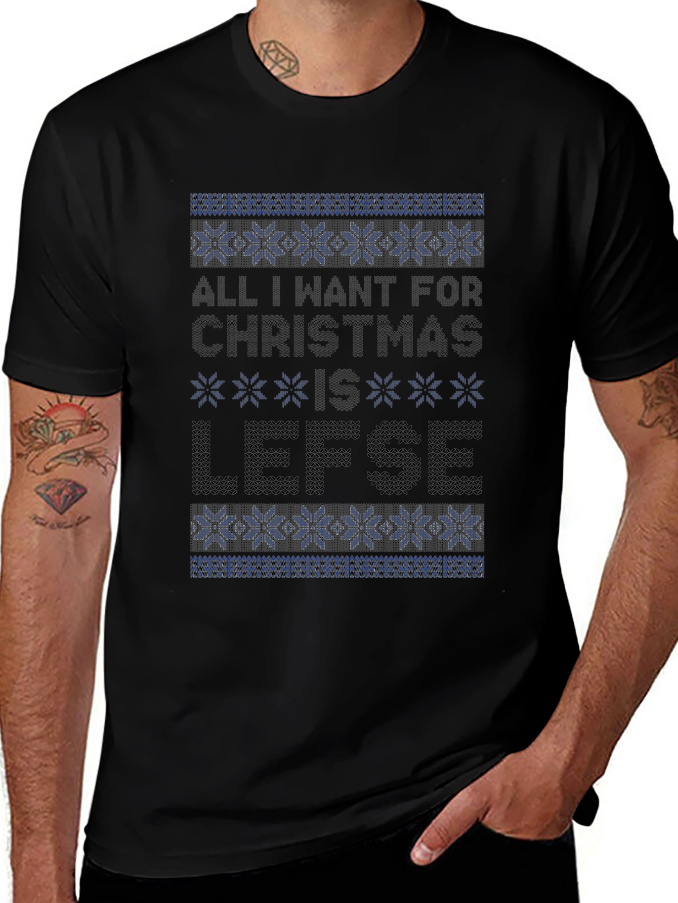 Christmas Lefse Ugly Sweater Style Tee