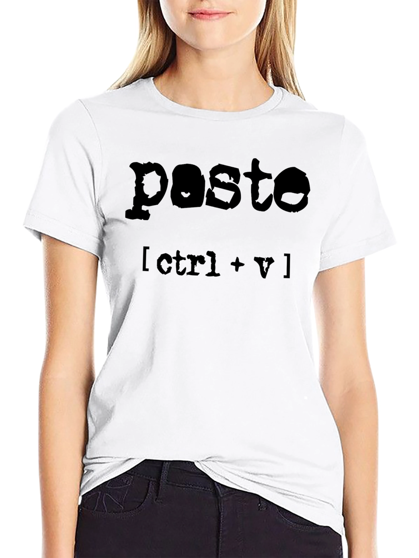Paste Ctrl+V Graphic Tee - Black Cotton Blend