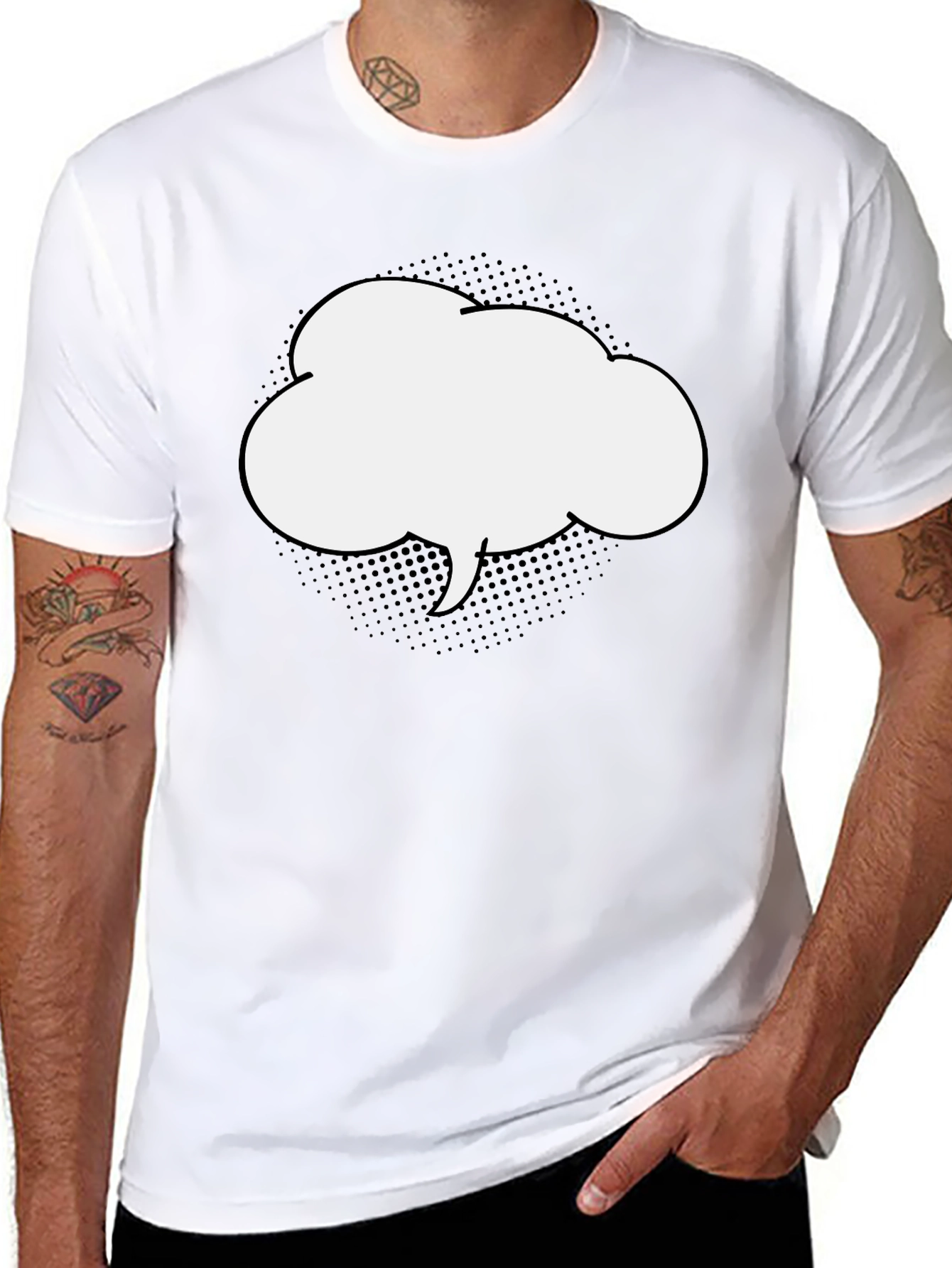 Black T-Shirt with Comic Bubble Graphic