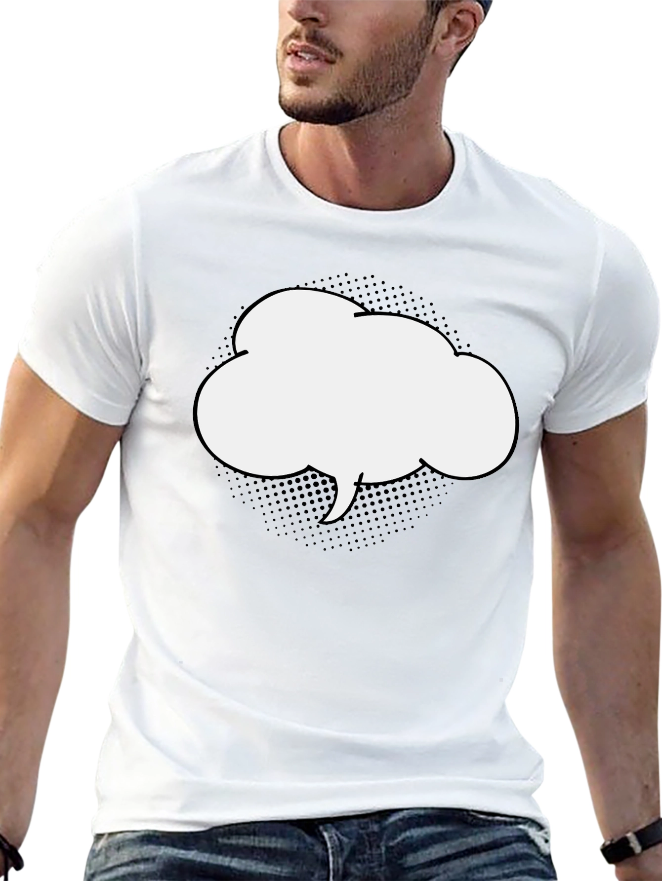 Black T-Shirt with Comic Bubble Graphic