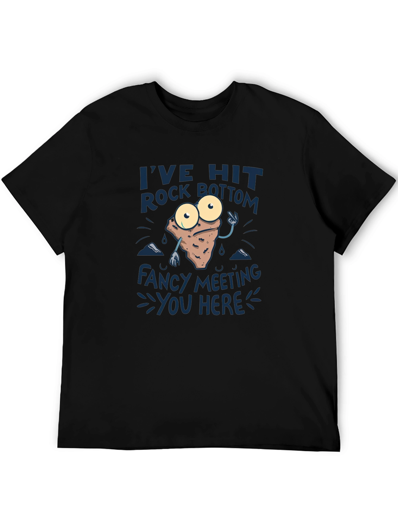 Rock Bottom Graphic Tee - Funny Mens Black T-Shirt
