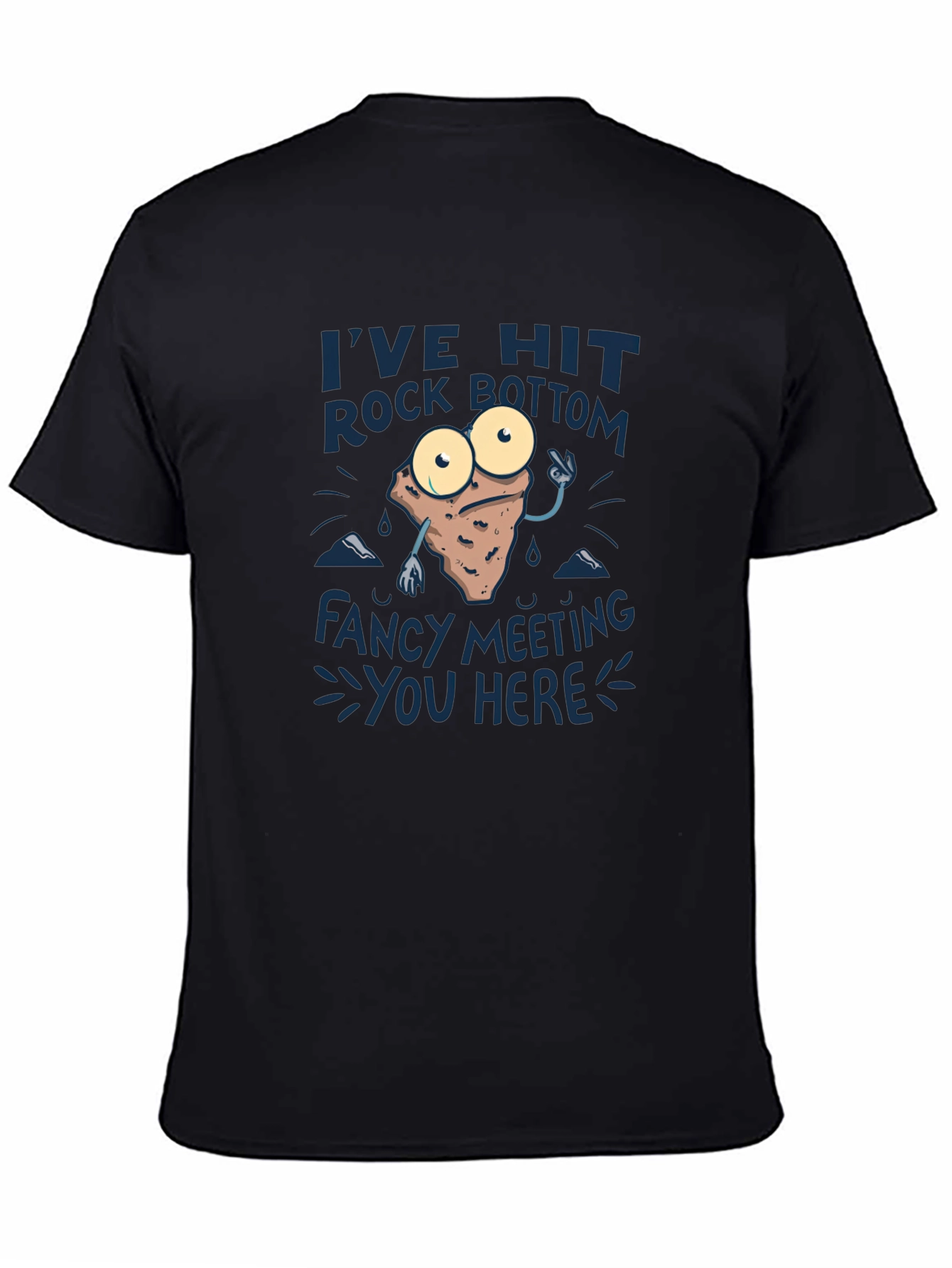 Rock Bottom Graphic Tee - Funny Mens Black T-Shirt