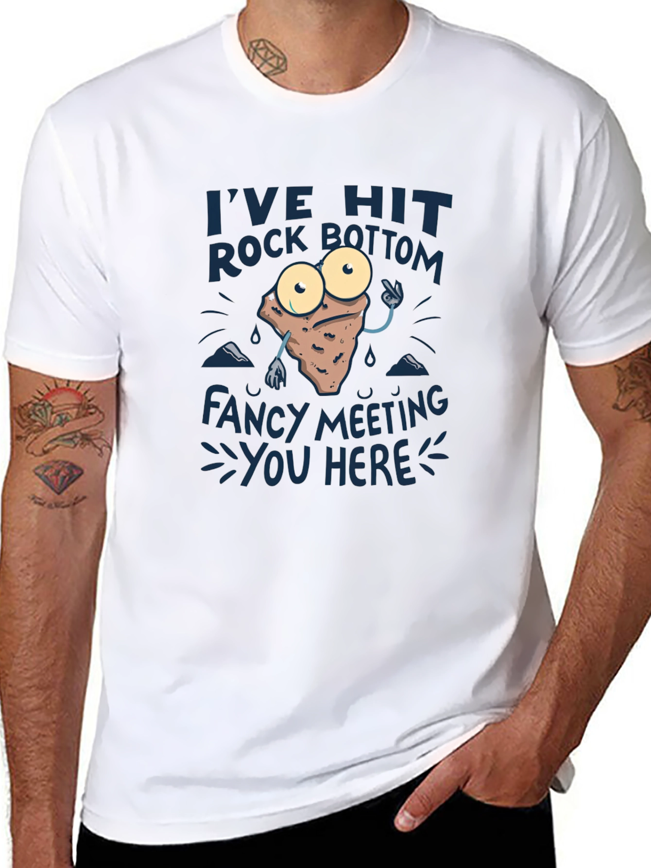 Rock Bottom Graphic Tee - Funny Mens Black T-Shirt