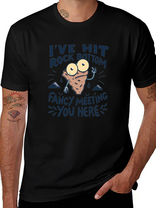 Rock Bottom Graphic Tee - Funny Mens Black T-Shirt