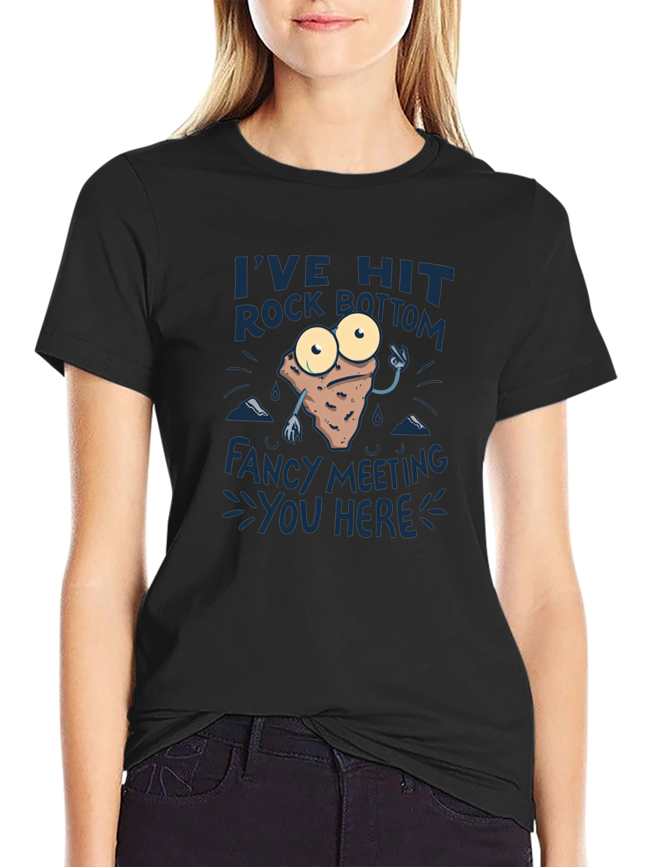 Rock Bottom Graphic Tee - Funny Mens Black T-Shirt